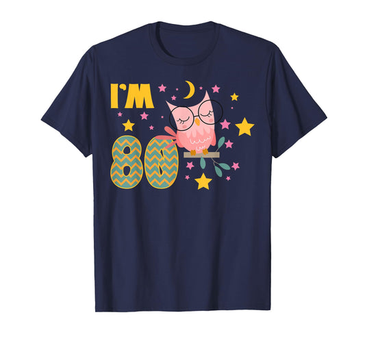 Owl 80th Birthday Nature Lover Birdwatcher Wildlife Party T-Shirt