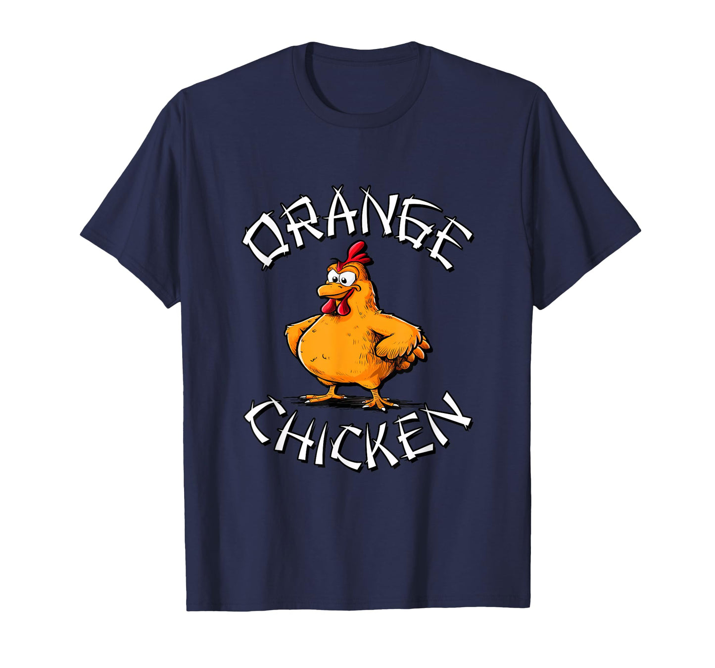 Redds Threads Orange Chicken Unisex-Adults T-Shirt Black Small Short Sleeve Classic Fit 100% Polyester Fun Cartoon Mandarin Collar Modern Unique Graphic Design