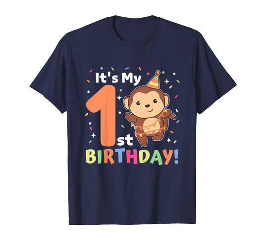 Monkey 1st Birthday For Kids One Year Old Monkey T-Shirt