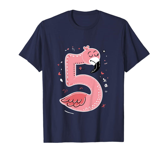 Celebrate 5 Years Old Party For Flamingo Birthday Girl T-Shirt