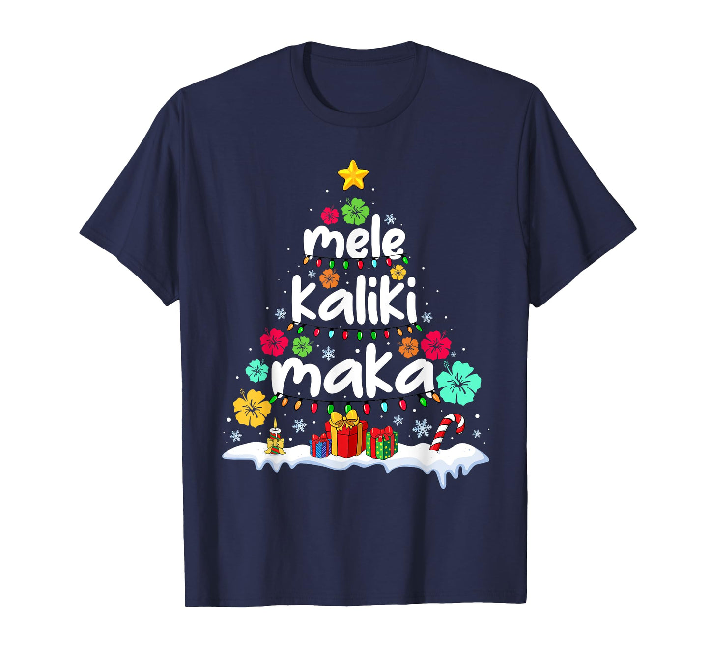 Mele Kalikimaka Tropical Christmas Hawaiian Santa Xmas Tree T-Shirt