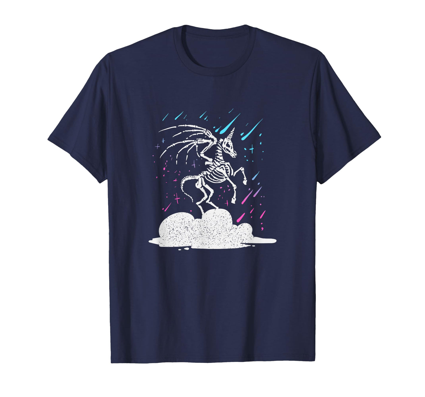 Dead Unicorn Skeleton Rainbow Artwork T-Shirt