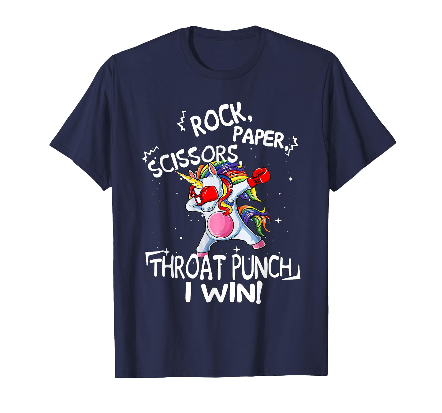 Rock Paper Scissors Throat Punch I win Unicorn Boxing T-Shirt