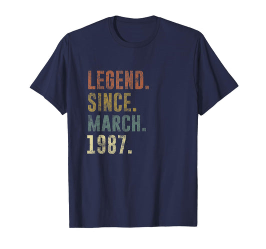 36th Retro Birthday Vintage Legend Since March 1987 T-Shirt