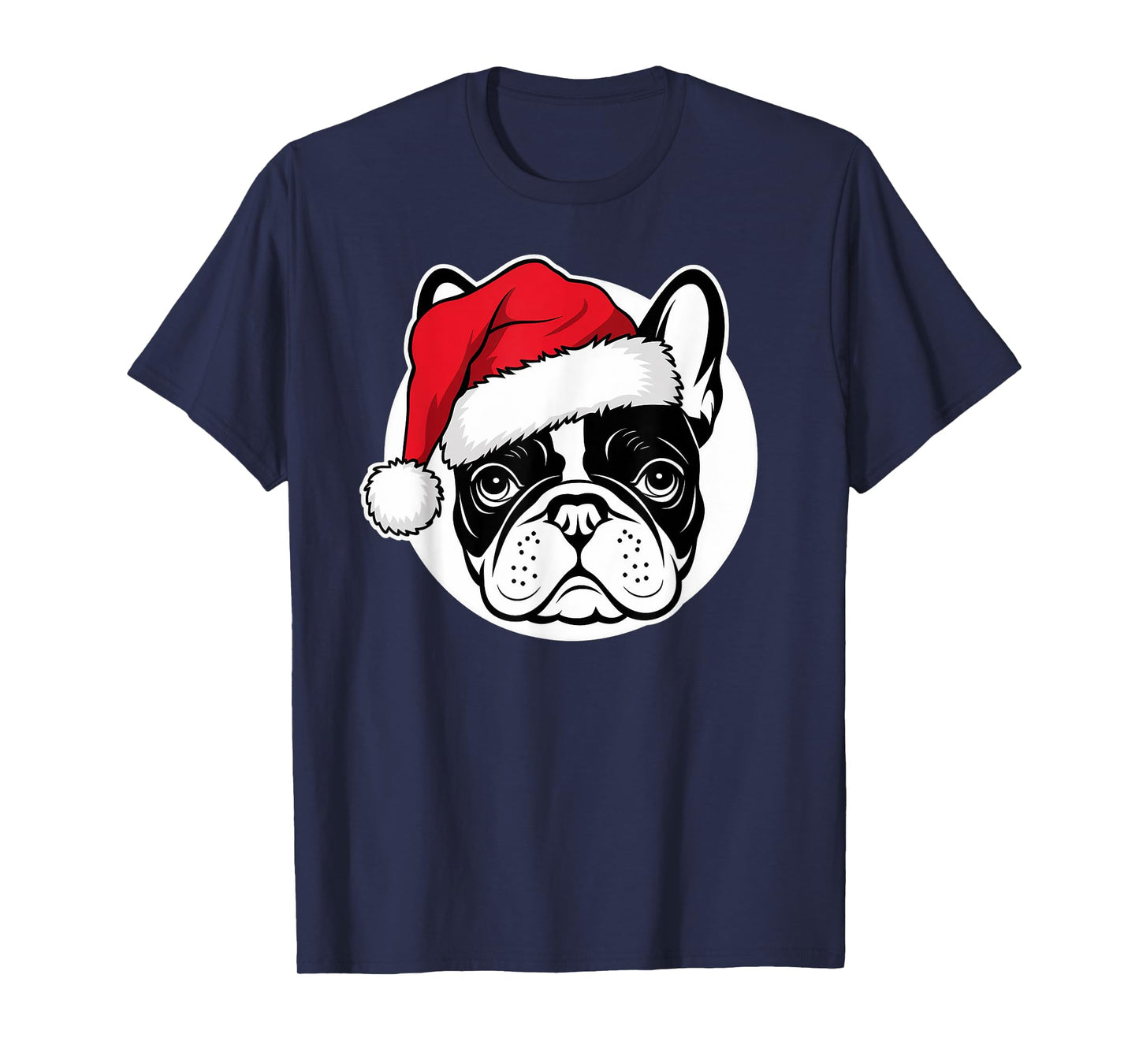 Joyful Frenchie Santa Dog on French Bulldog Christmas T-Shirt