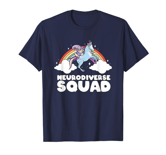 Neurodiverse Squad ADHD Squirrel Unicorn Rainbow Autism T-Shirt