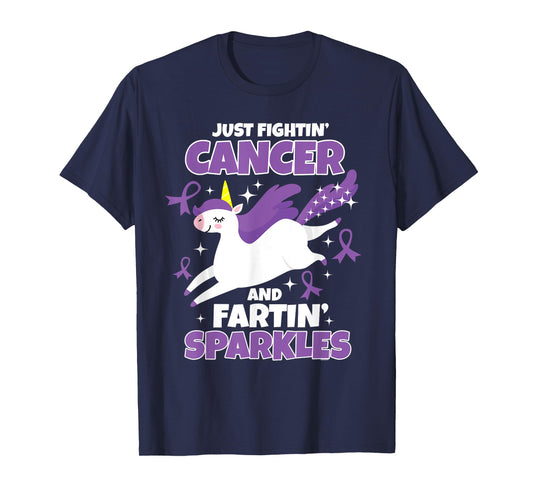 Cancer Funny Unicorn Farting Sparkles T-Shirt