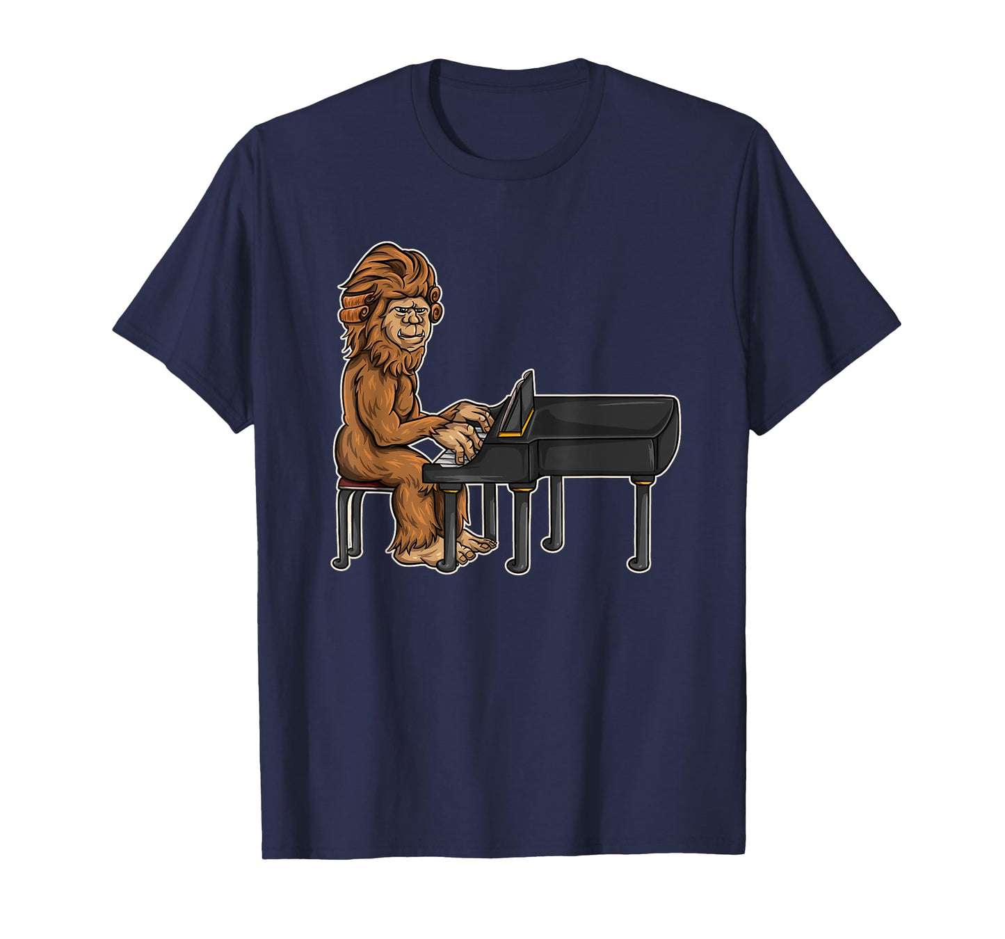 Bigfoot Playing Piano - Funny & Magical Sasquatch Pianist T-Shirt