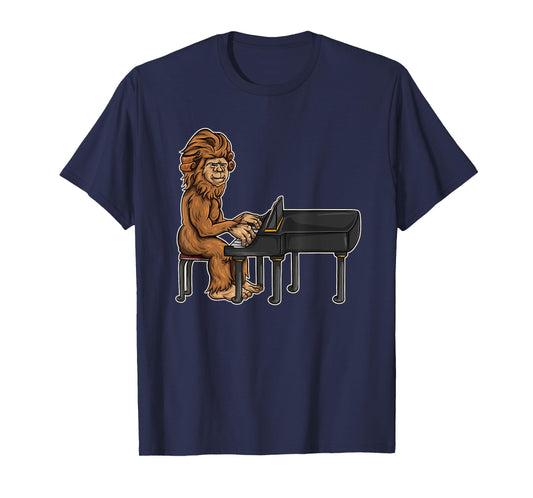 Bigfoot Playing Piano - Funny & Magical Sasquatch Pianist T-Shirt