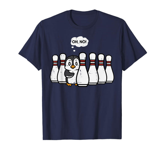 Penguin Bowling Pins Oh No Funny Bowler Player Men Women Kid T-Shirt