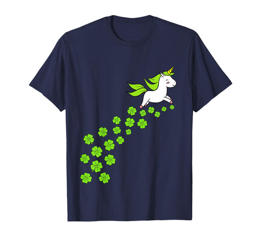 Kids Girls Happy St Patricks Day Unicorn Shamrock Clover Toddler T-Shirt