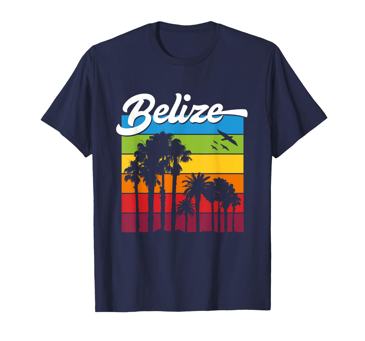 Rainbow Belize Souvenir T-Shirt Palm Trees Tropical Vacation