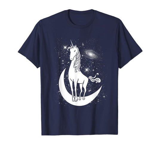 Unicorn Standing on Crescent Moon Magic Unicorn Gift T-Shirt