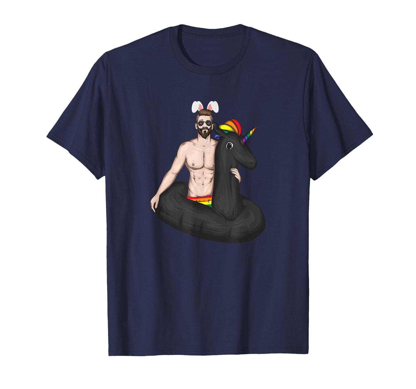 Gay Easter Bunny Ears Rainbow Unicorn LGBTQ Pride T-Shirt