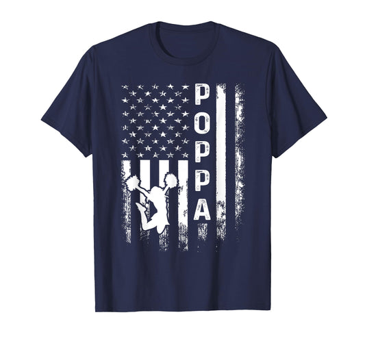Cheerleader Cheer Poppa America Flag Vintage Xmas T-Shirt