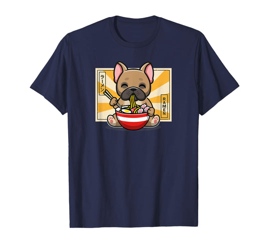 Funny Cute Kawaii Kids Ramen Noodles Frenchie Lover T-Shirt