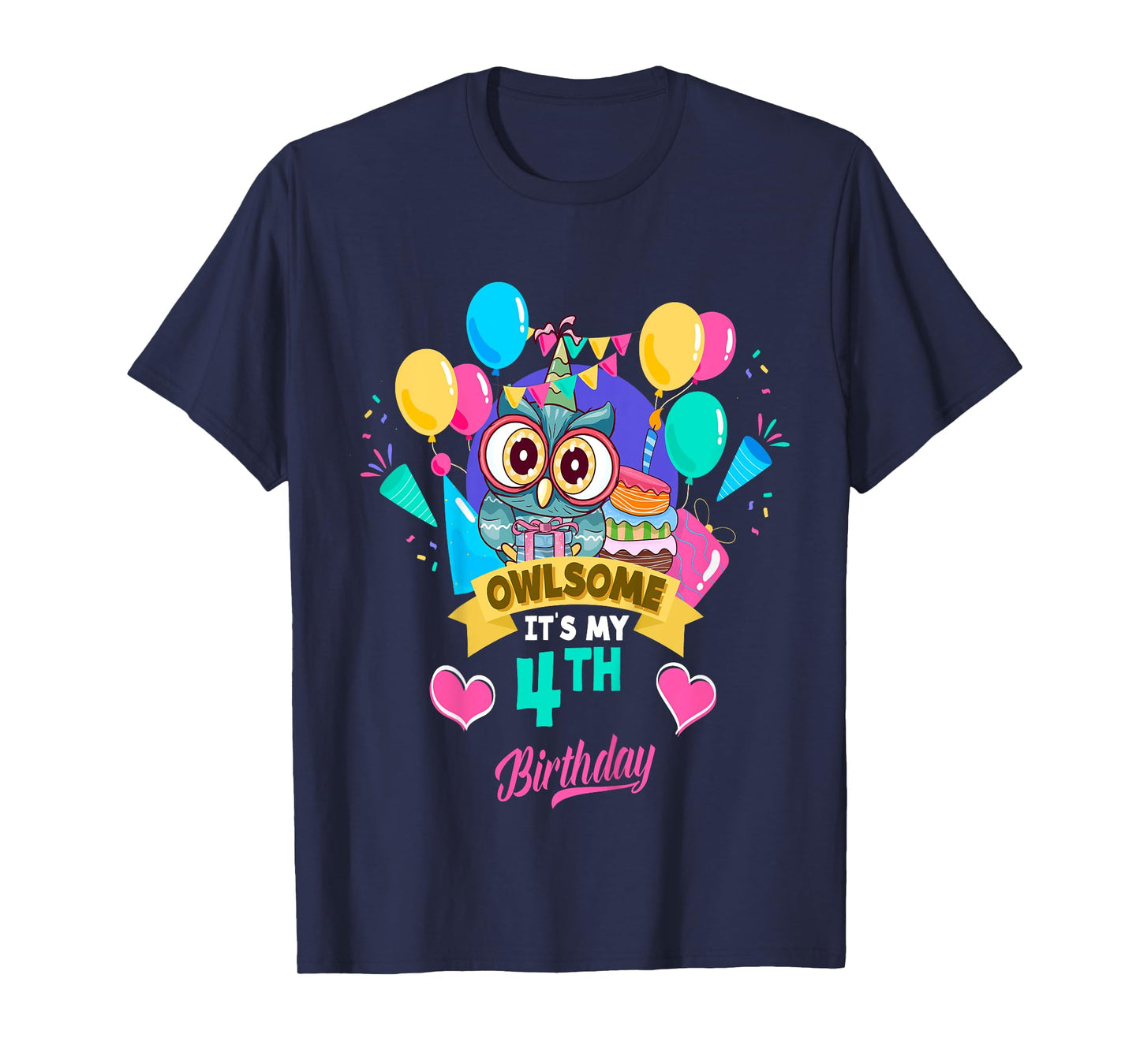 Four Year Old Birthday Owlsome It's My 4th Birthday Owl T-Shirt