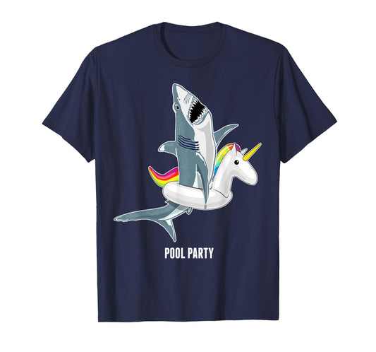 Pool Party Unicorn Float Funny Shark Lover Gift Kids T-Shirt