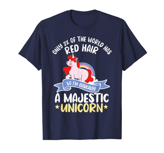 Only 2% Of The World Has Red Hair Unicorn Ginger Redhead T-Shirt