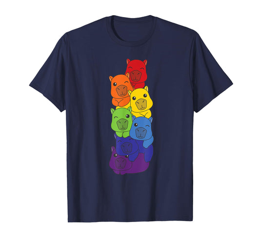 Rainbow Capybaras Cute Animals Colorful Capybara T-Shirt