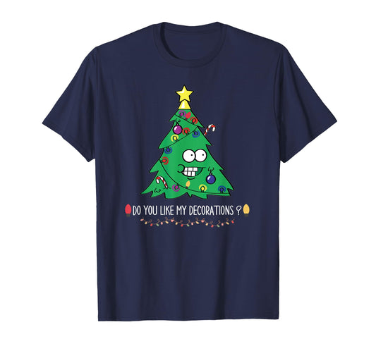 Do You Like My Decorations Tees Unisex-Adults Black Small Christmas Tree Lights T-Shirt