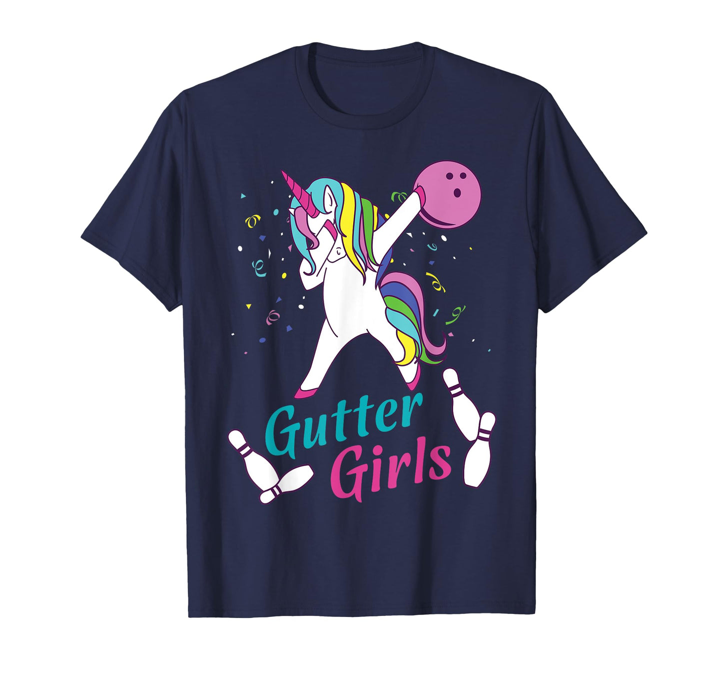 Gutter Girls Unicorn Bowling Team League Night or Tournament T-Shirt