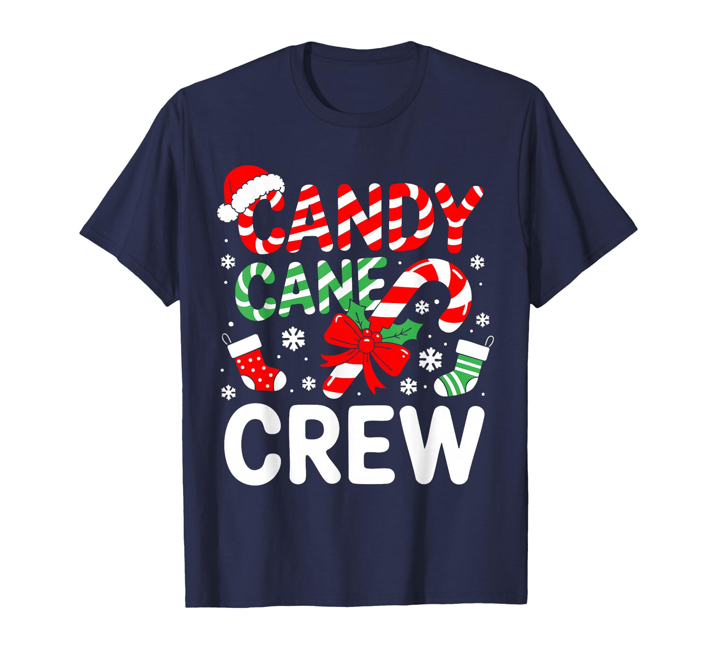 Candy Cane Crew Shirt Adult Men Women Kids Christmas Pajamas T-Shirt