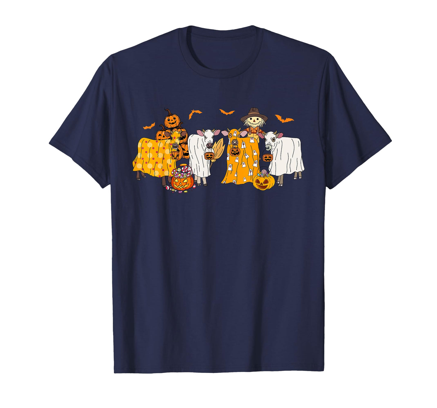Cow Dressed As Ghost Farm Animal Spooky Season Halloween T-Shirt