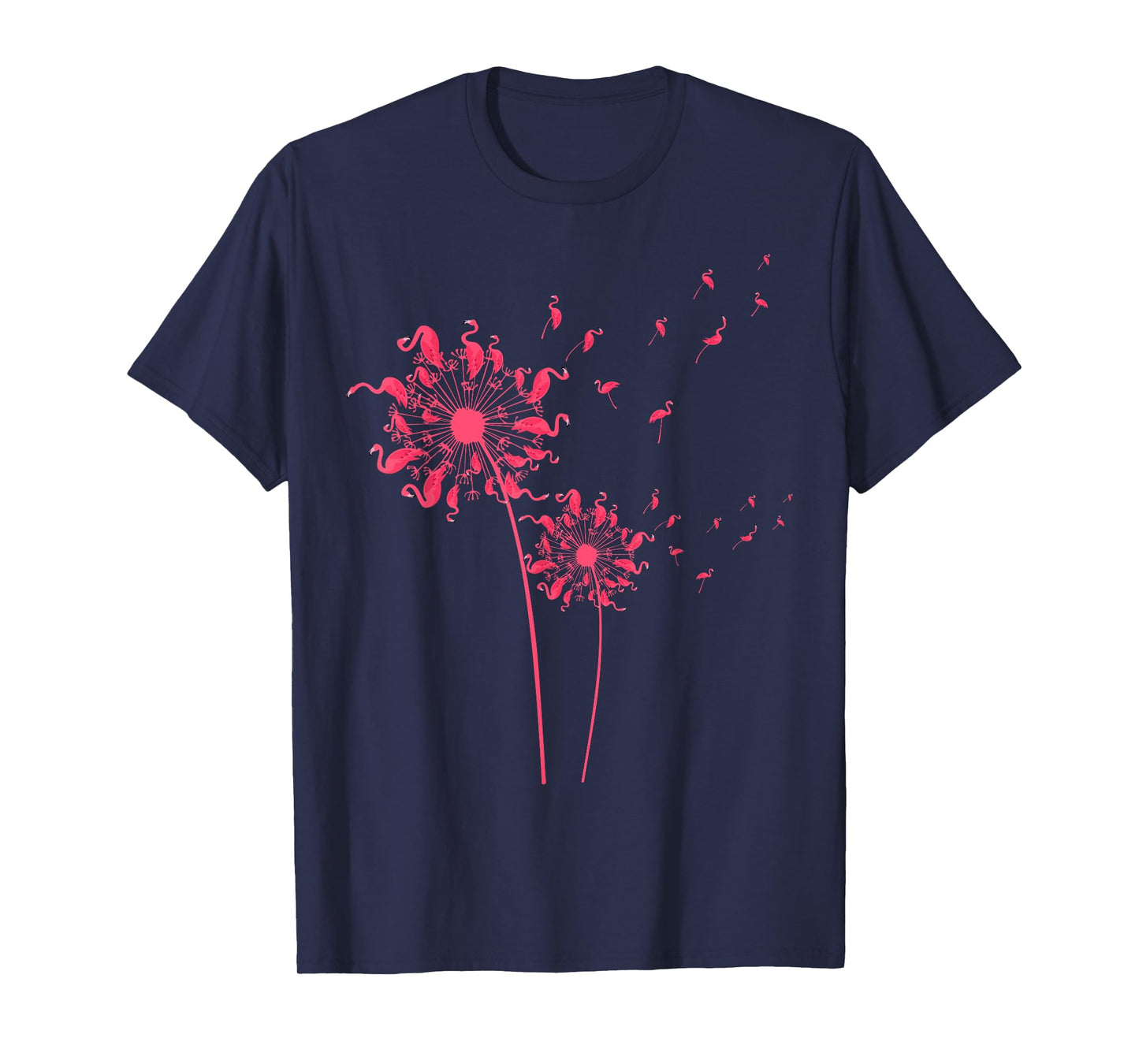 Cool Flamingo For Women Girls Ladies Dandelion Tropical Bird T-Shirt