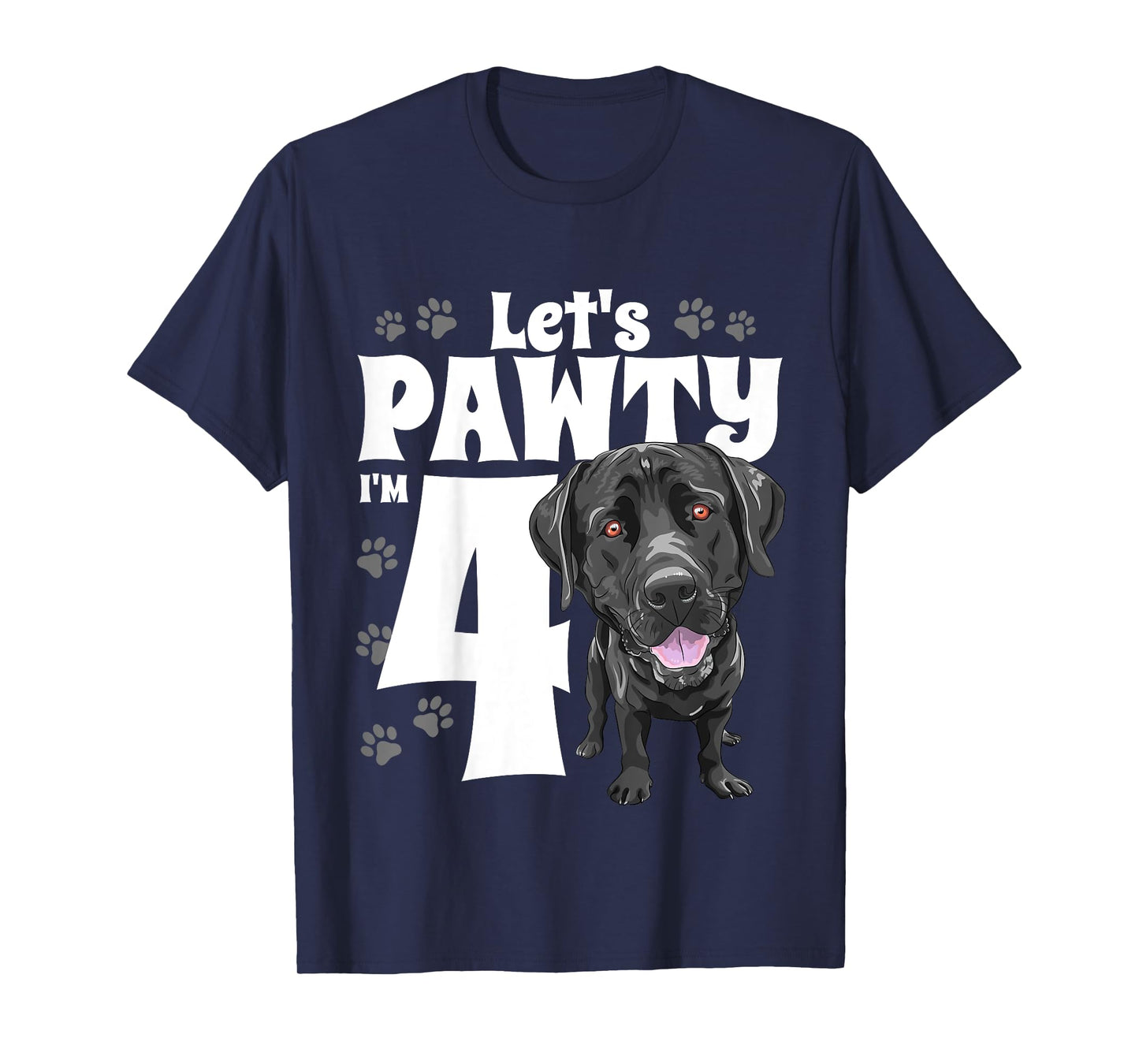 4 Year Old Black Lab Dog Birthday Pawty Labrador 4th Gift T-Shirt