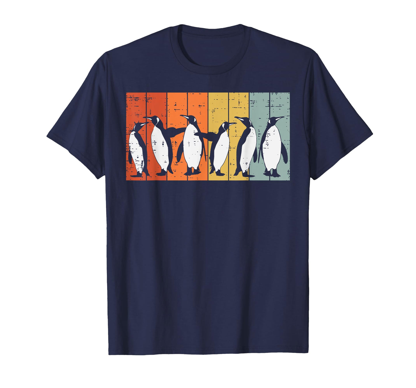 Penguins Retro Stripes Retro Antarctic Bird Kids Men Women T-Shirt