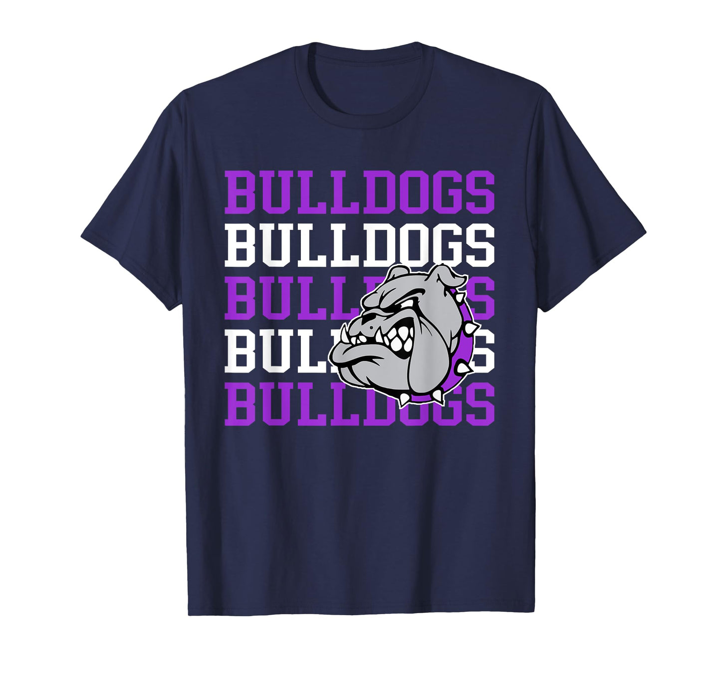 Purple Bulldogs School Spirit Bulldog Mascot Teacher Bulldog T-Shirt