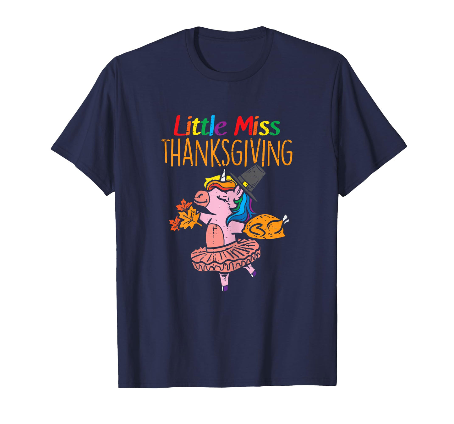 Unicorn Little Miss Thanksgiving Cute Toddler Kids Girls T-Shirt