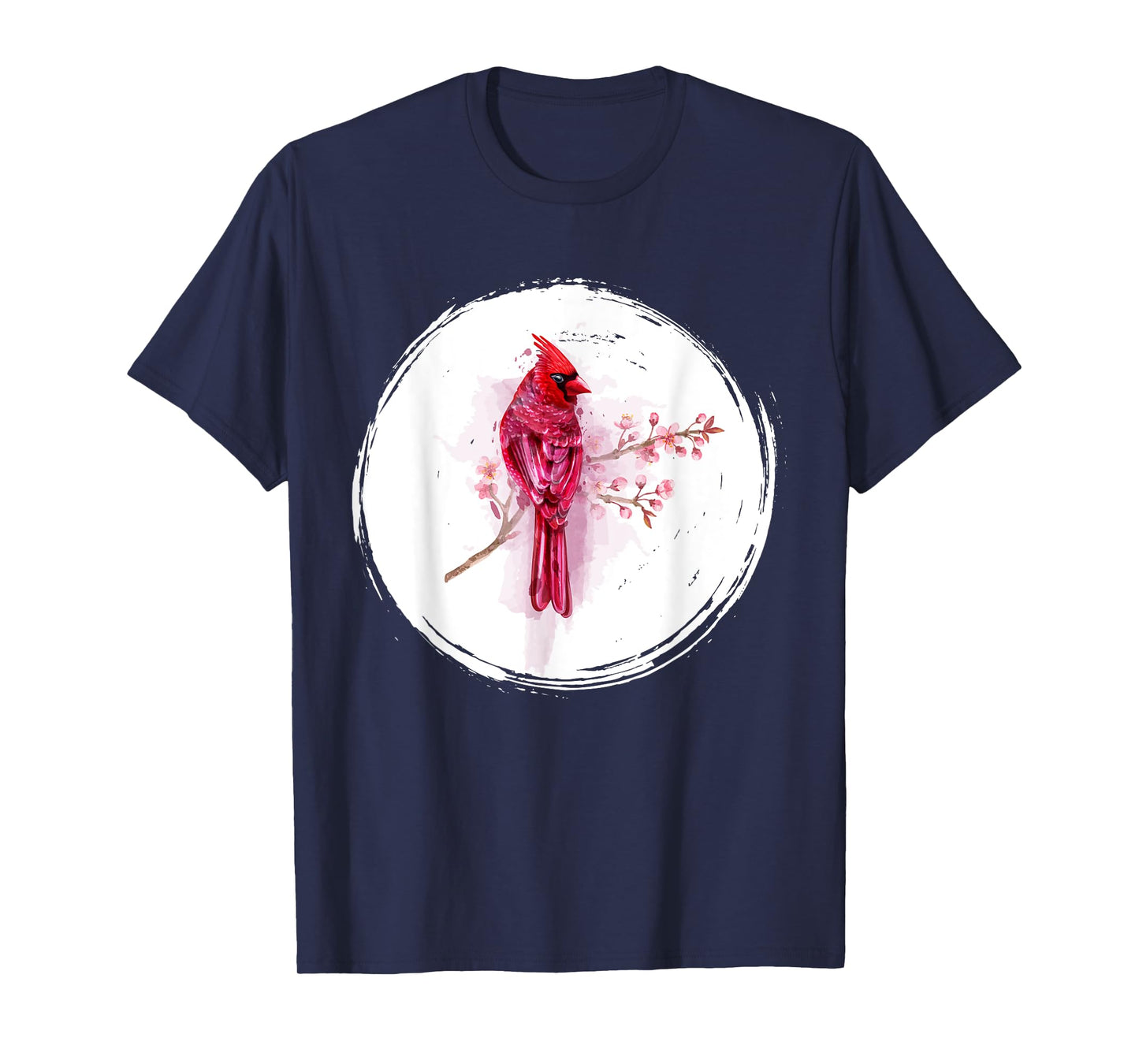 Vintage Cherry Blossom Bird Animal Sakura Red Cardinal T-Shirt