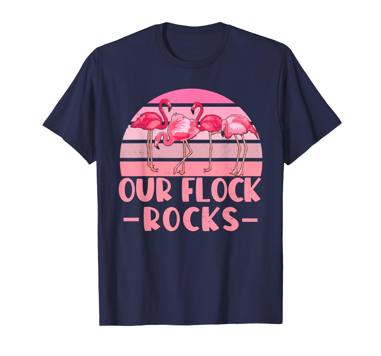 Our Flock Rocks Flamingos Lover Family Vacation Group T-Shirt