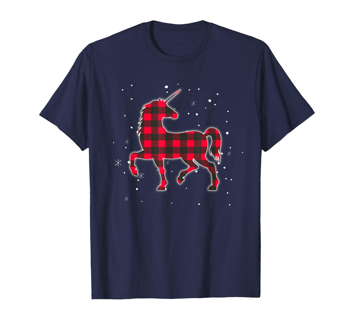 Red Plaid Unicorn Christmas Matching Buffalo Family Pajama T-Shirt