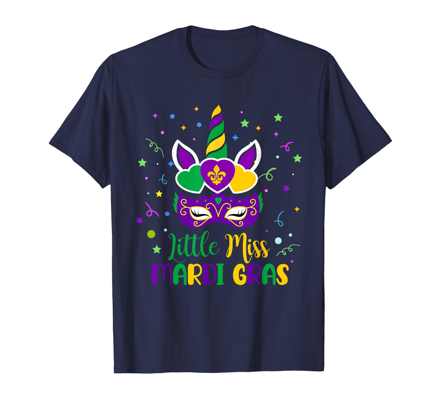 Little Miss Mardi Gras Carnival Unicorn For Toddler Girl Kid T-Shirt