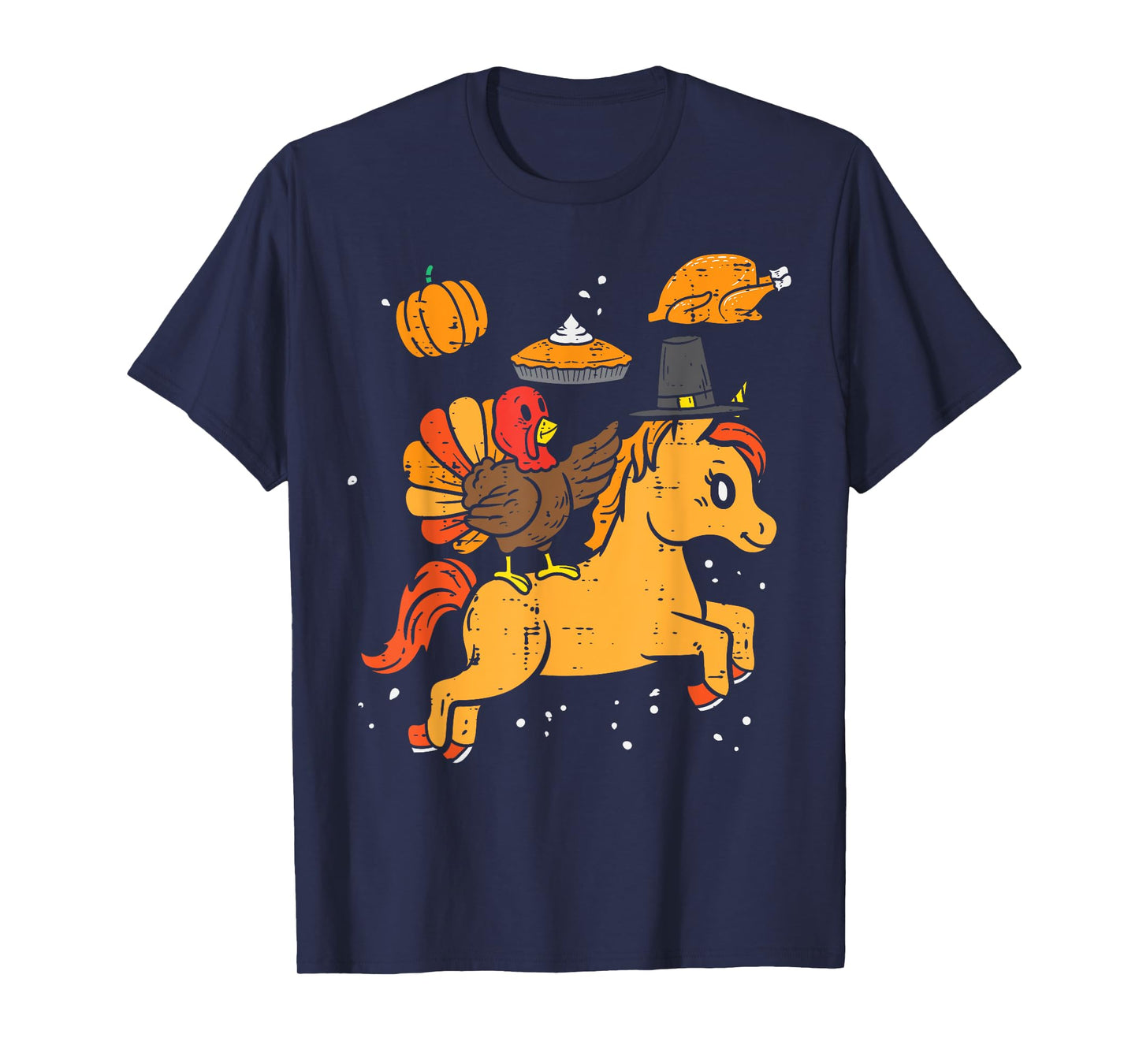 Turkey Ridin Unicorn Pumpkin Thanksgiving Toddler Girls Kids T-Shirt