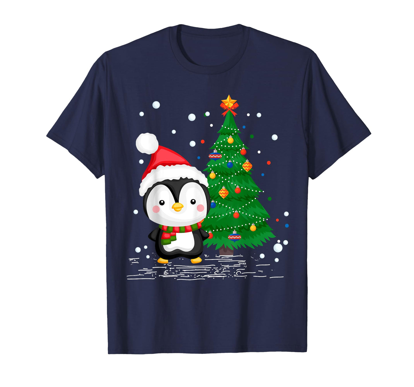 Funny Penguin Lover Gift Santa Hat Penguin Christmas T-Shirt