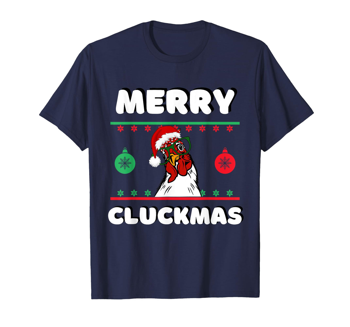 Merry Cluckmas Funny Chicken Christmas Retro Vintage T-Shirt
