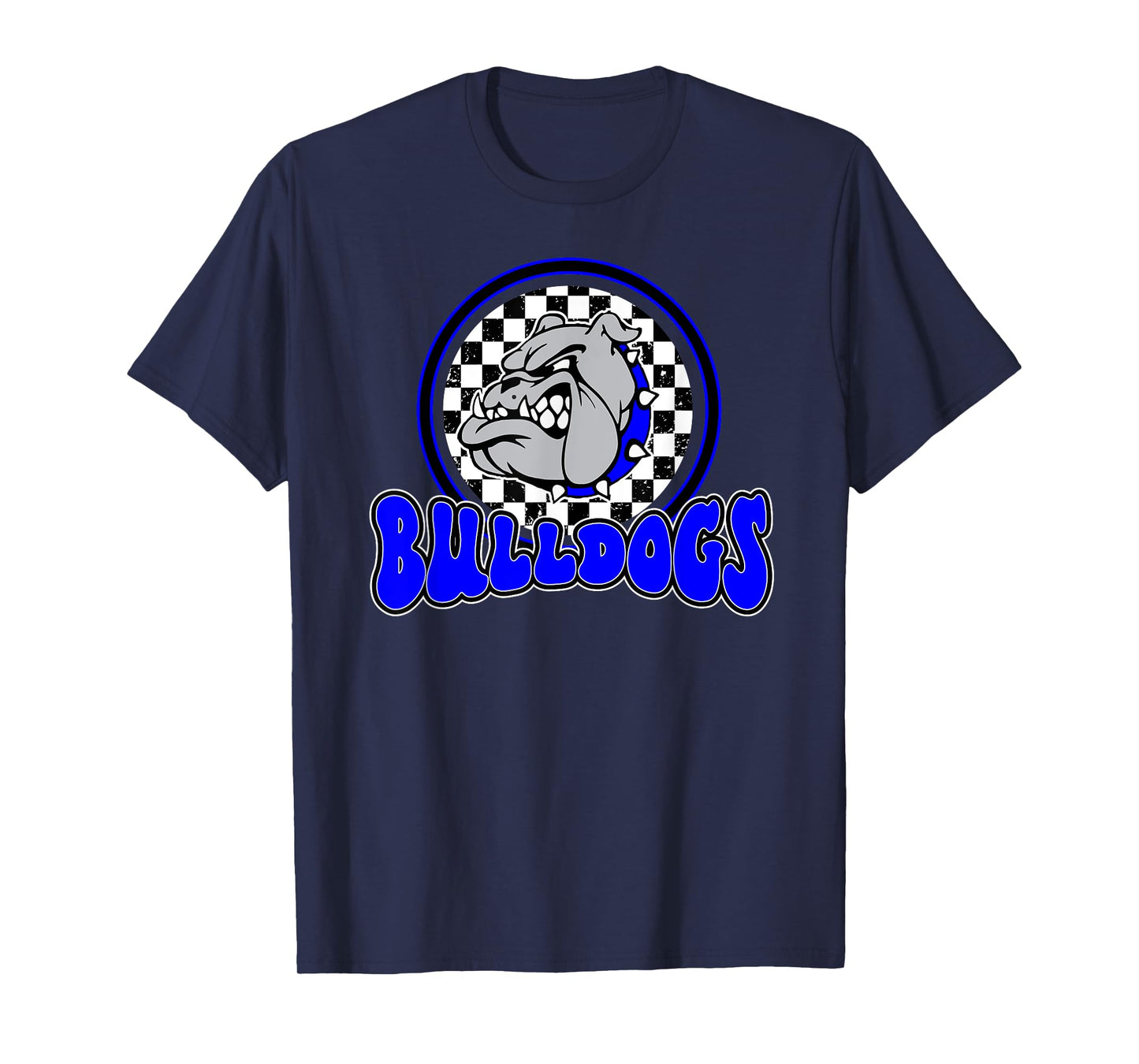 Bulldogs School Spirit Blue Black Retro T-Shirt