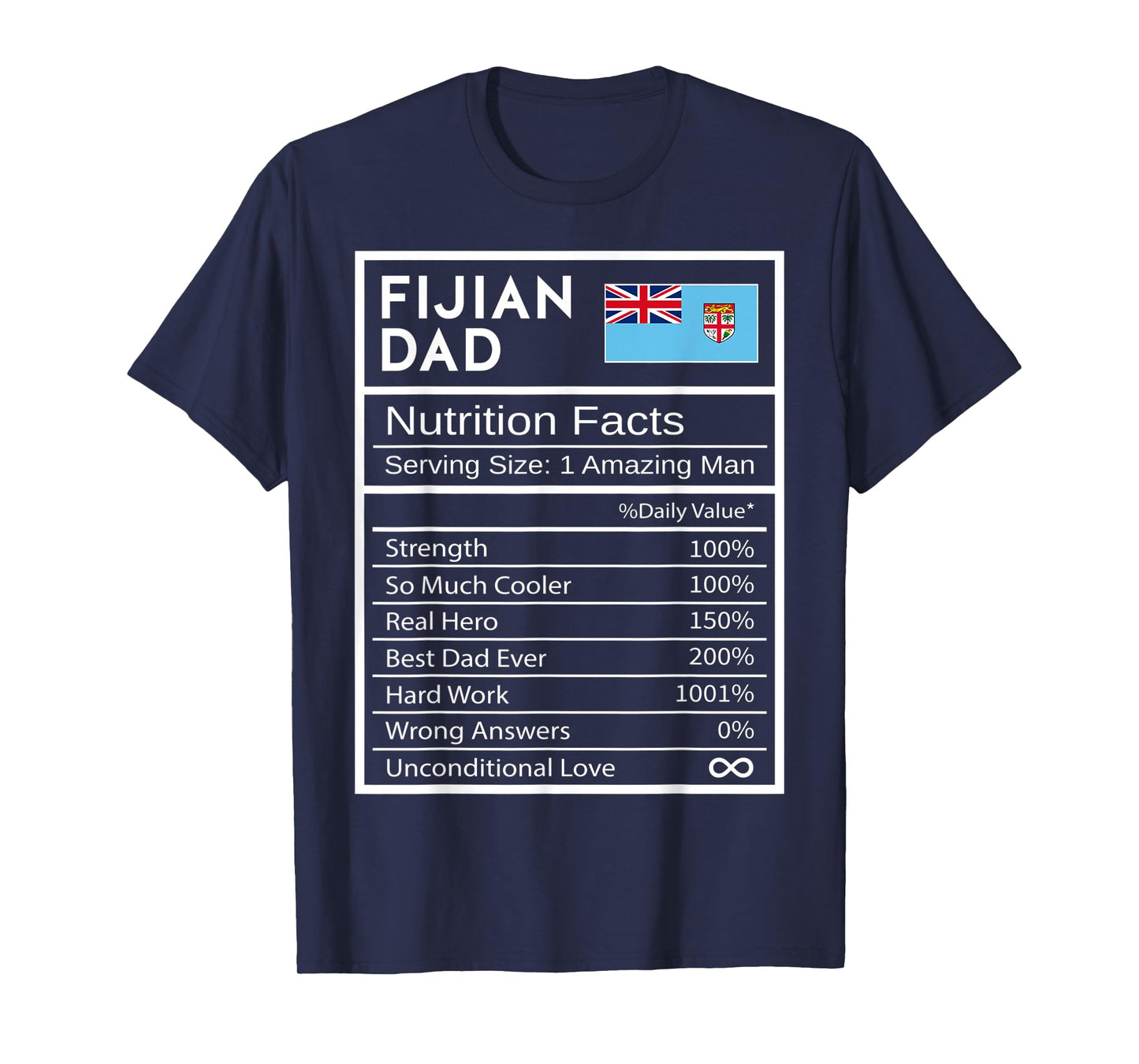 Mens Fijian Dad Nutrition Facts National Pride Gift For Dad T-Shirt