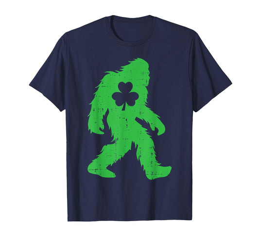 St Patricks Day Bigfoot Sasquatch Shamrock Men Women Kids T-Shirt