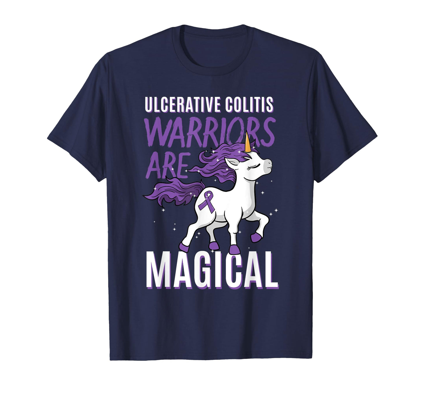 Ulcerative Colitis Awareness IBD Unicorn Purple Ribbon Gift T-Shirt