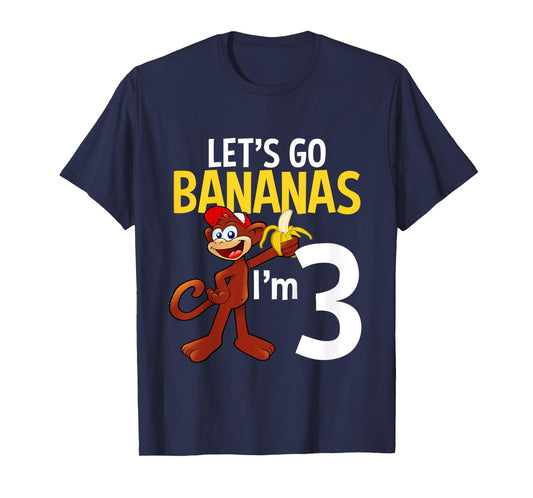 3 Year Old Monkey Birthday Party Zoo Animal Theme 3rd Gift T-Shirt