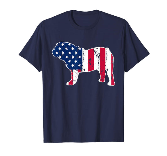 English Bulldog Dog Lovers American Flag 4th of July T-Shirt