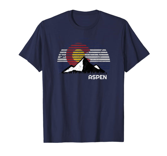 Aspen Colorado Flag - CO Bluebird Day Mountain T-Shirt
