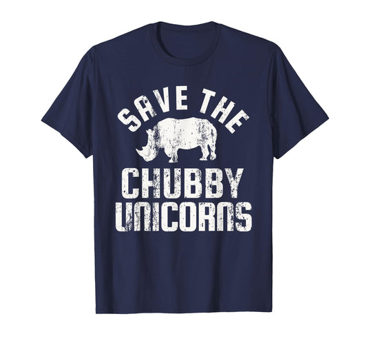 SAVE THE CHUBBY UNICORNS Rhino Vintage Retro Gift Funny T-Shirt