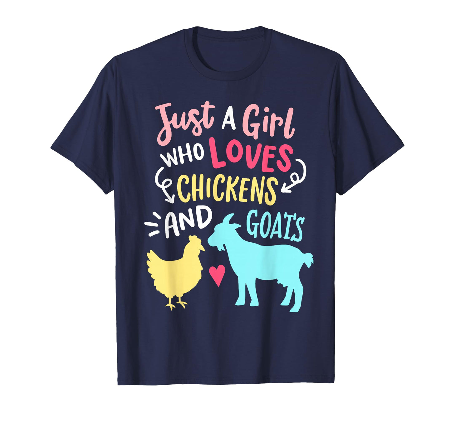 Cute Girl Who Loves Chickens Goats Lover Farmer Girls Funny T-Shirt