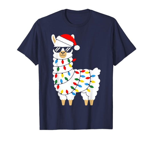 LLama Christmas Lights Alpaca Llama Funny Family Xmas Pajama T-Shirt